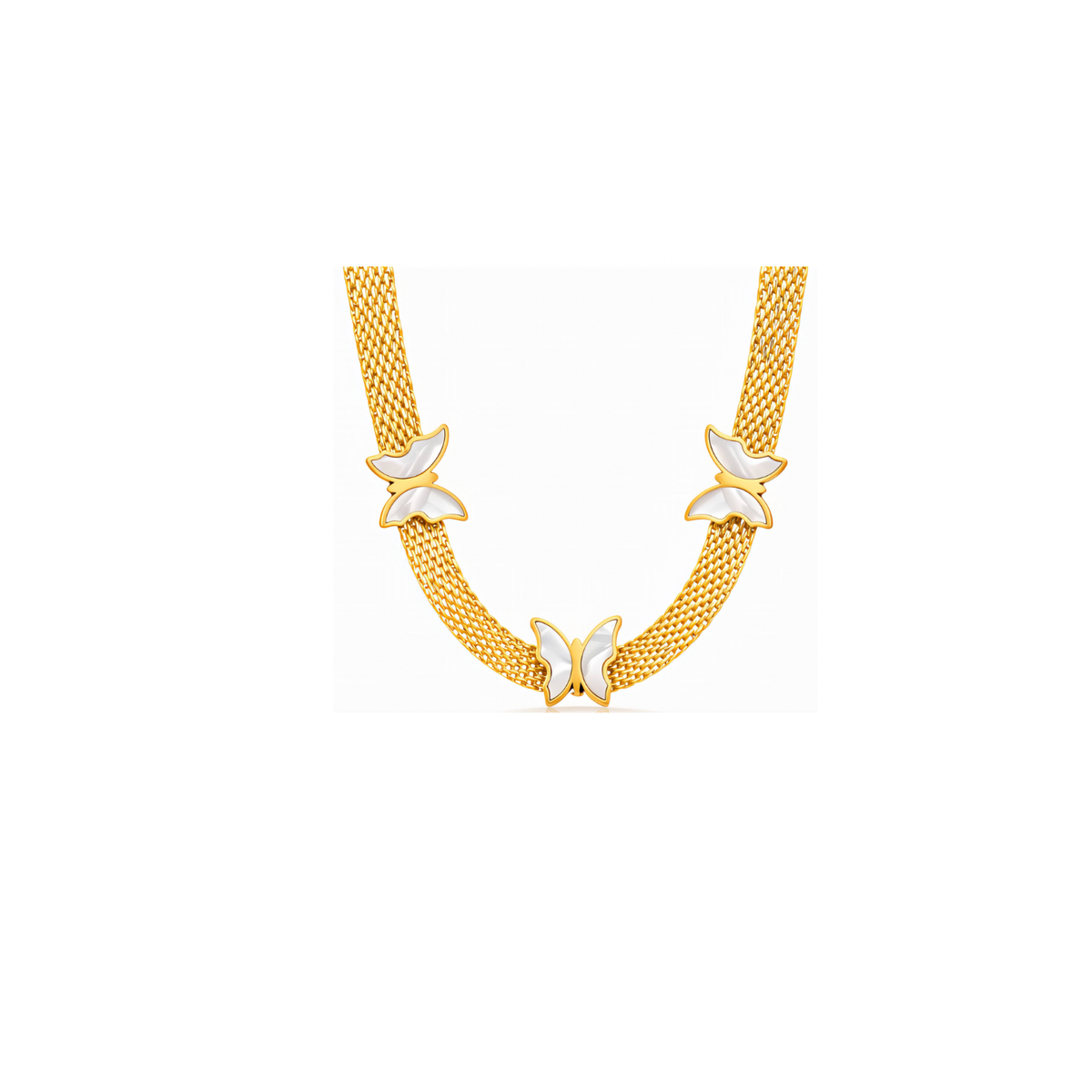 Triple Butterflies - Collier & boucles d'oreilles - Femme - Or plaqué 18 carats