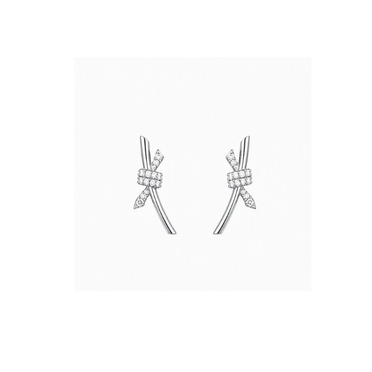 Noeud Scintillant - Collier et Boucles d'oreilles - Femme - Platine