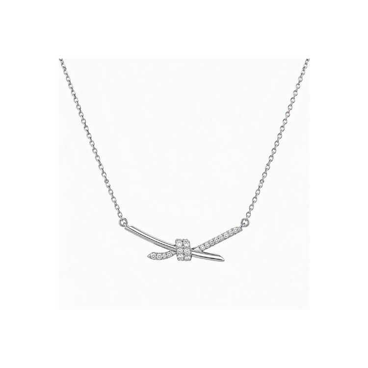 Noeud Scintillant - Collier et Boucles d'oreilles - Femme - Platine
