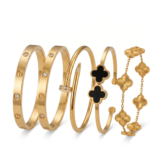 Ensemble 5 Bracelets Trefla - Or plaqué 18 carats